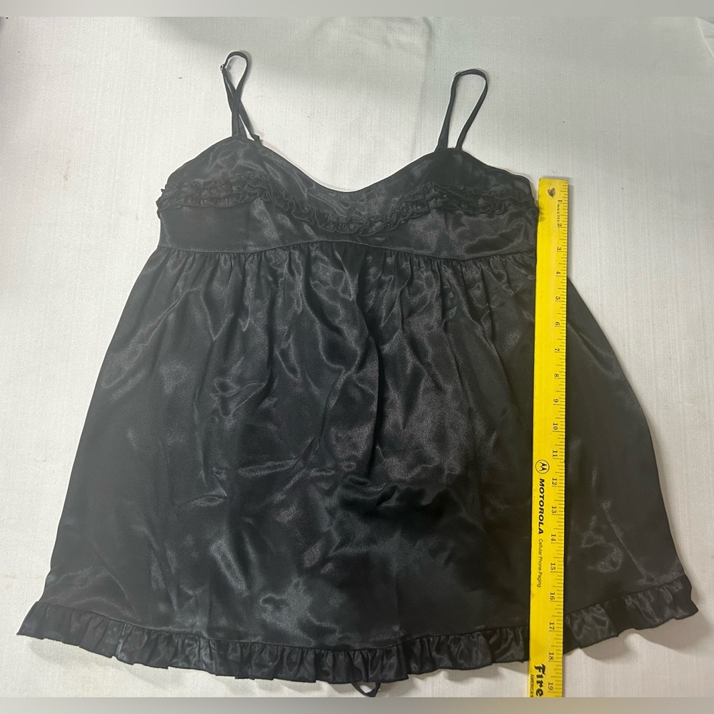Black Satin Victoria Secret Size Small Nightie & Thong
